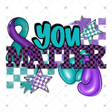 Transfer 002101 - You Matter Black and Purple Checkered Boxing Gloves