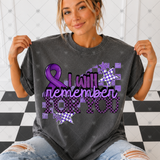 Transfer 002117- I Will Remember for You Purple and Black Checkered