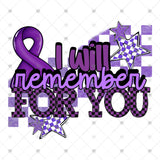 Transfer 002117- I Will Remember for You Purple and Black Checkered
