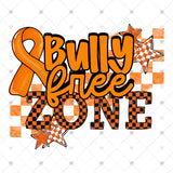 Transfer 002129 - Bully Free Zone Black and Orange Checkered