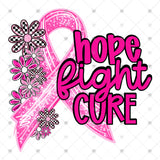 Transfer 002134 - Hope Fight Cure Floral Ribbon