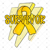 Transfer 002147 - Survivor Childhood Cancer Awareness Lightning Bolts