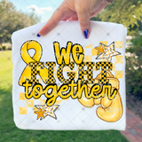 Transfer 002148 - We Fight Together Black and Yellow Checkered Boxing Gloves