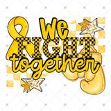 Transfer 002148 - We Fight Together Black and Yellow Checkered Boxing Gloves
