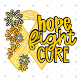 Transfer 002150 - Hope Fight Cure Floral Ribbon