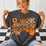 Transfer 002198 - We Fight Together Black and White Checker Orange Boxing Gloves
