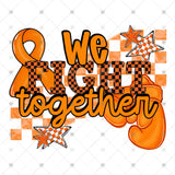 Transfer 002200 - We Fight Together Black and Orange Checker Orange Boxing Gloves
