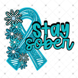 Transfer 002208 - Stay Sober Floral Ribbon