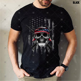Transfer 002247 - Patriotic Skull in front of Distressed American Flag