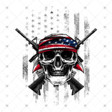 Transfer 002247 - Patriotic Skull in front of Distressed American Flag