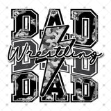 Transfer 002278 - Wrestling Dad Grey Army Lightning Bolt Stacked Word Art