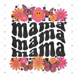 Transfer 002315 - Retro Flowers and Smile Mama Stacked Word Art