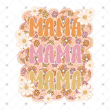 Transfer 002321 - Retro Mama Stacked Word Art with Flowers
