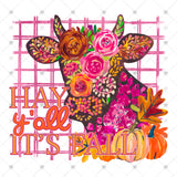Transfer 002328 - Hey Y'all It's Fall Floral Cow