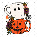 Transfer 002364 - Ghost and Jack O Lantern Halloween Mugs