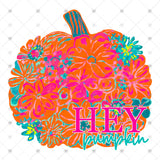 Transfer 002368 - Hey Pumpkin Floral Pumpkin