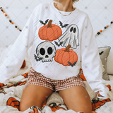 Transfer 002394 - Pumpkins Ghost and Skull Faux Embroidery