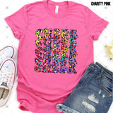 Transfer 002404 - Rainbow Leopard Cheer Stacked Word Art
