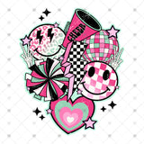 Transfer 002405 - Cheer Smile Megaphone and Pom Poms