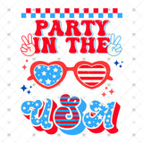 Transfer 002501 - Party in the USA Heart Sunglasses