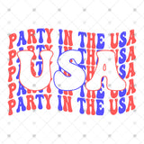 Transfer 002502 - Party in the USA Wavy Stacked Word Art