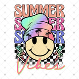 Transfer 002612 - Summer Vibes Stacked Word Art Smile