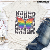 Transfer 002656 - Love is Love Butterfly Stacked Word Art