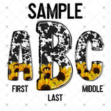 Custom Transfer 0001 - Cow Print and Sunflowers Monogram