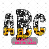 Custom Transfer 0001 - Cow Print and Sunflowers Monogram