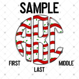 Custom Transfer 0002 - Christmas Snack Cakes Monogram