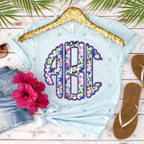 Custom Transfer 0030 - Purple Sweet Floral Spring Faux Embroidery