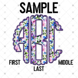 Custom Transfer 0030 - Purple Sweet Floral Spring Faux Embroidery