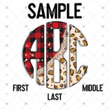 Custom Transfer 0003 - Red Buffalo Plaid and Leopard Monogram