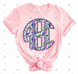 Custom Transfer 0030 - Purple Sweet Floral Spring Faux Embroidery