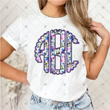 Custom Transfer 0030 - Purple Sweet Floral Spring Faux Embroidery
