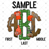 Custom Transfer 0009 - Orange Football Monogram