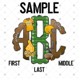 Custom Transfer 0012 - Yellow Football Monogram