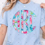 Custom Transfer 0015 - Teal Summertime Floral Monogram