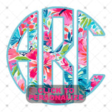 Custom Transfer 0015 - Teal Summertime Floral Monogram
