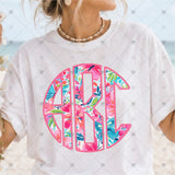 Custom Transfer 0016 - Pink Summertime Floral Monogram