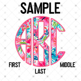 Custom Transfer 0016 - Pink Summertime Floral Monogram