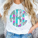 Custom Transfer 0017 - Pink & Teal Leopard Monogram