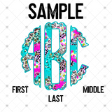 Custom Transfer 0017 - Pink & Teal Leopard Monogram