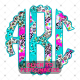 Custom Transfer 0017 - Pink & Teal Leopard Monogram