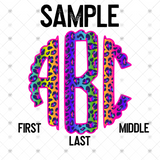 Custom Transfer 0018 - Rainbow Leopard Monogram