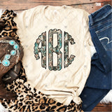 Custom Transfer 0019 - Teal Wood Leopard Monogram