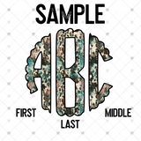 Custom Transfer 0019 - Teal Wood Leopard Monogram