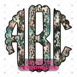 Custom Transfer 0019 - Teal Wood Leopard Monogram