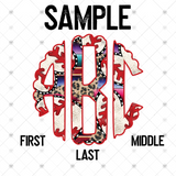 Custom Transfer 0020 - Serape & Leopard Baseball Monogram