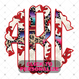 Custom Transfer 0020 - Serape & Leopard Baseball Monogram